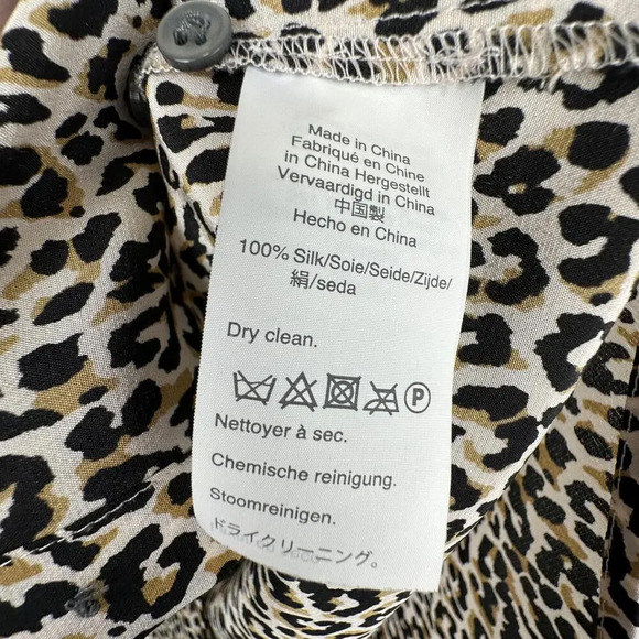 J Crew Leopard 100% Silk Oversized Button Up Blouse SIZE 4 - Picture 5 of 5